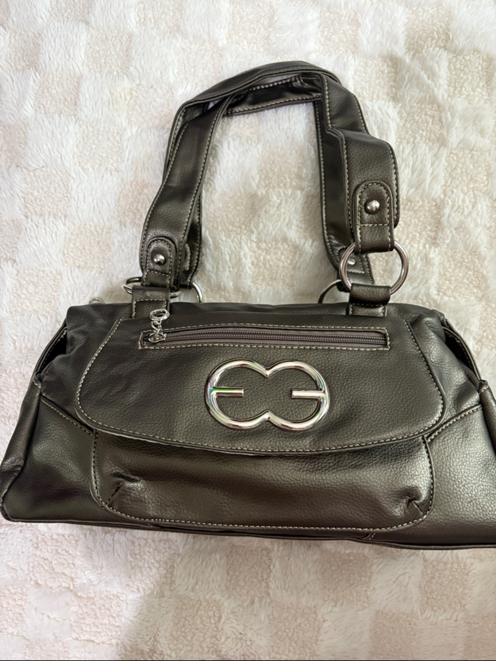 Classic Black Women's Shoulder Bag with Silver Accent